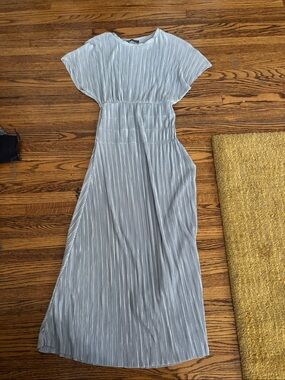 Light Gray Pleated Maxi Dress - Women